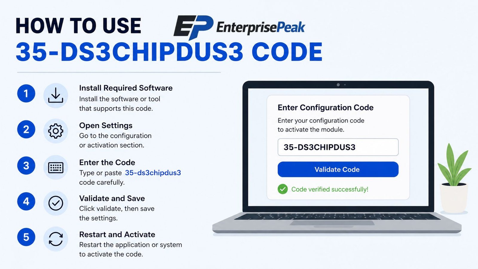how to use 35-ds3chipdus3 code